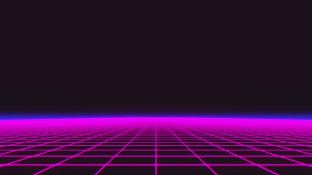 Synthwave wireframe net 1980s Retro Futurism Background 3d illustration render seamless loop