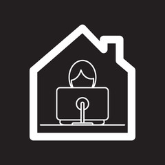 Work at home in Coronavirus COVID-19 virus outbreak. Social distancing business. Icon vector illustration