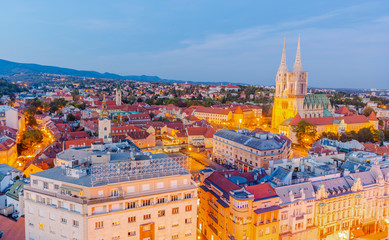 Obraz premium Aerial view of Zagreb city, capital town of Croatia