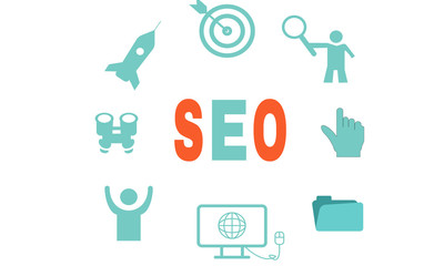 Seo, advertizing, network, online, payment, search,  service,flat style, long shadows,Search Engine Optimization free vector icon