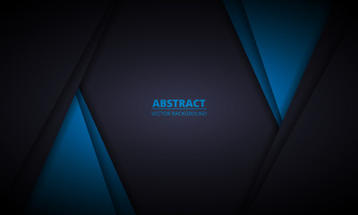 Black and blue abstract background with paper lines. Dark elegant modern design illustration for flyer, banner, cover, page, website and header. Vector illustration EPS10.