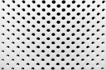 Seamless texture of a white plastic basket with abstract repeating circle patterns for background