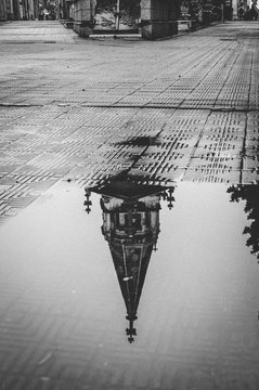 Reflejo, lluvia, agua, ojiva, invertido