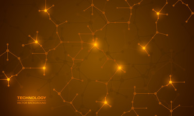 Abstract background with molecular structure, neurons network, dna or atoms. Medical, scientific, innovation technology, scientific research and genetic engineering concept for your design.