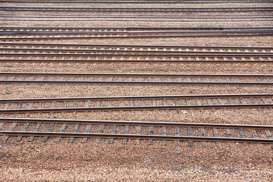 Many parallel tracks on railway yard