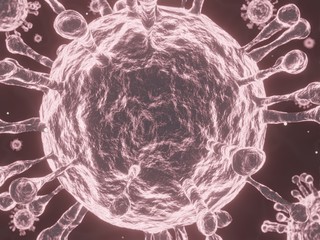 Coronavirus 2019-nCov novel coronavirus concept resposible for asian flu outbreak and coronaviruses influenza as dangerous flu strain cases as a pandemic. Microscope virus close up. 3d rendering
