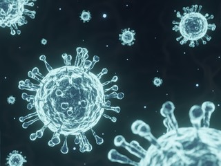 Coronavirus 2019-nCov novel coronavirus concept resposible for asian flu outbreak and coronaviruses influenza as dangerous flu strain cases as a pandemic. Microscope virus close up. 3d rendering