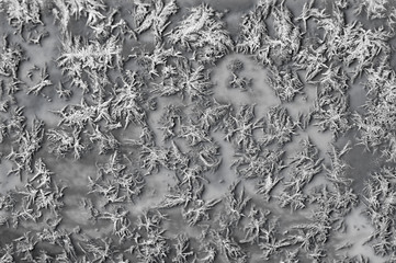 Ice crystals on glass