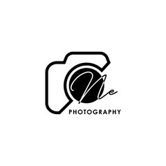 Initial Letter NE with camera. Logo photography simple luxury vector.