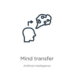 Mind transfer icon. Thin linear mind transfer outline icon isolated on white background from artificial intellegence and future technology collection. Line vector sign, symbol for web and mobile