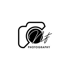 Initial Letter NF with camera. Logo photography simple luxury vector.
