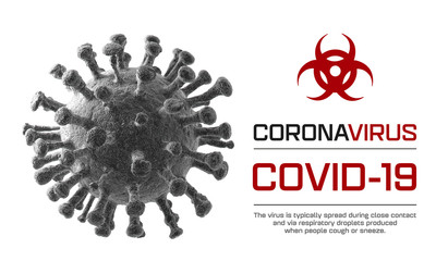 Virus isolated on white. Close-up of coronavirus cells or bacteria molecule. Flu, view of a virus under a microscope, infectious disease. Bacteria, cell infected organism. Virus Covid-19. 3D Rendering
