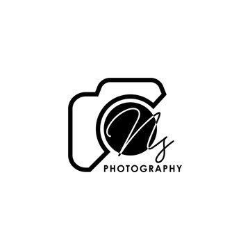 Initial Letter NS with camera. Logo photography simple luxury vector.