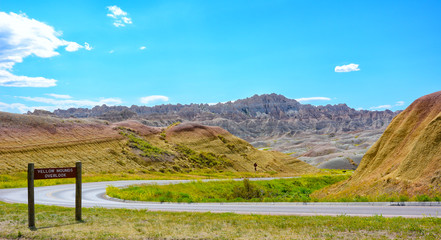 Badlands National Park - The Yellow Mounds Overlooksign,  sign. The mounds are an example of paleosol or fossil soil.