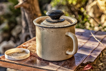 homeless people in danger as dirty mug
