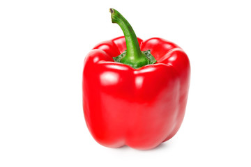 one red sweet bell pepper isolated on white background