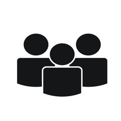 Group of three people vector icon, logo template on white background
