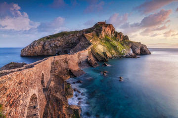 amazing sunrise at gaztelugatxe hermitage, spain