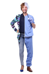 Beautiful people half in front of a background