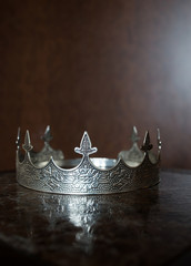 Vintage royal crown for man, jewellery. Concept of power and wealth.