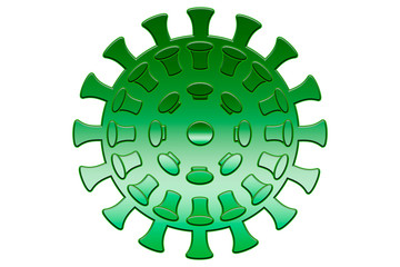 Coronavirus o covid-19 de color verde sobre fondo blanco.