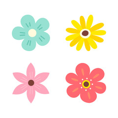 Cute flowers  isolated on white background