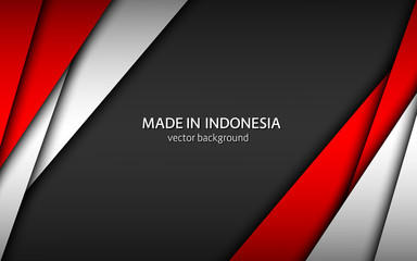 Made in Indonesia, modern vector background with Indonesian colors, overlayed sheets of paper in Indonesian colors, abstract widescreen background