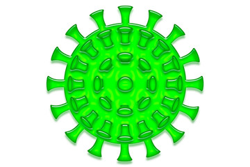 Coronavirus o covid-19 de color verde sobre fondo blanco.