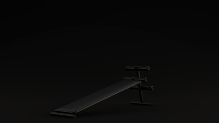 Black Angled Sit Up Bench Black Background 3d illustration 3d render