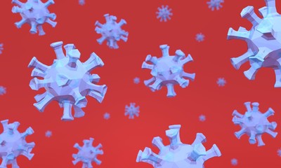 3D-Illustration of Coronavirus background. Low poly 3D-render in cartoon style.