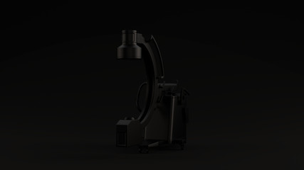 Black Hospital C Arm X-Ray Scanner Black Background 3d illustration 3d render