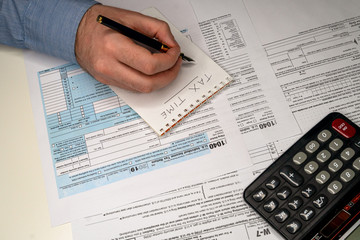 Tax forms 1040. U.S Individual Income Tax Return. Tax time.
