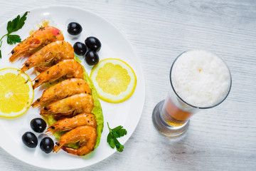 Fried langostins in a white plate