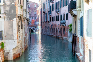 The building on the canal in Venice