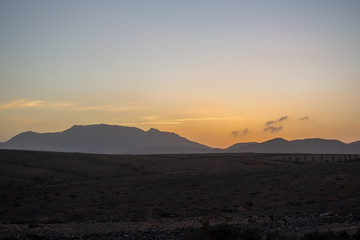 Naklejka na ściany i meble Fuerteventura, Canary Islands, Spain. Beautiful landscape of mountains, beach and coast of Atlantic Ocean 