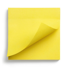 Blank yellow sticker, isolated on white background