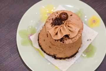 Delicious chocolate cake with cream