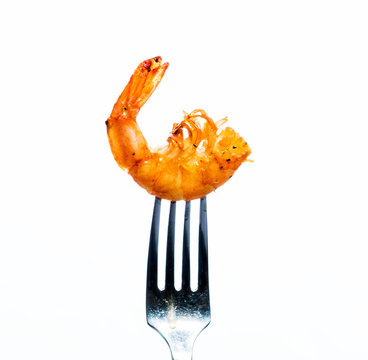 shrimp on a fork