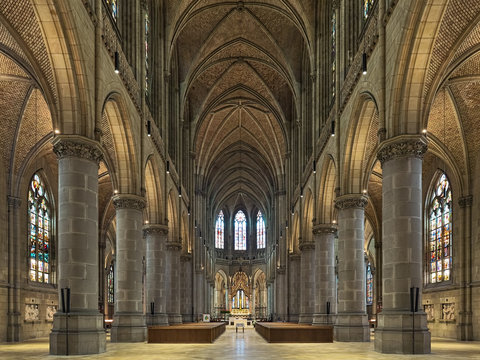 Linz, Austria. Interior of New Cathedral (Cathedral of the Immaculate Conception). This is the largest, though not the tallest church in Austria.