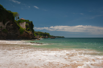 Beach and beautiful views of the cliffs, splashing waves and nature.
