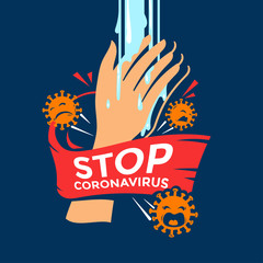 Stop corona virus campaign. Wash your hand to kill and fight viruses
