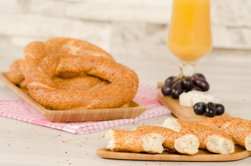 Turkish pastry on whşte table consept