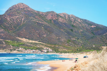 Beach at Mediterranean sea in Buggerru Carbonia Iglesias Sardinia