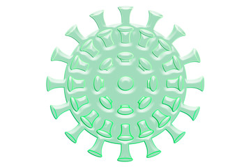 Coronavirus o covid-19 de color verde sobre fondo blanco.