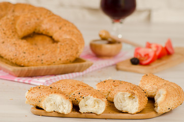 Turkish pastry on whşte table consept
