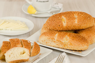 Turkish pastry on whşte table consept