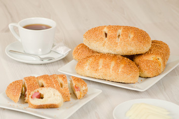 Turkish pastry on whşte table consept