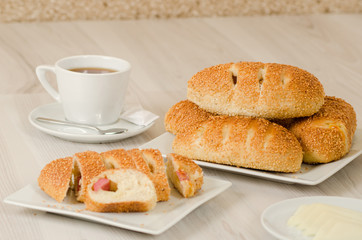 Turkish pastry on whşte table consept