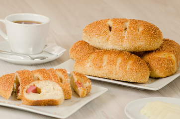 Turkish pastry on whşte table consept