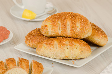 Turkish pastry on whşte table consept